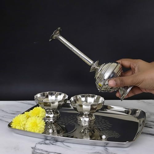 Image 2 of Spillbox Stainless Steel Pooja Thambulam Plate Welcome Set