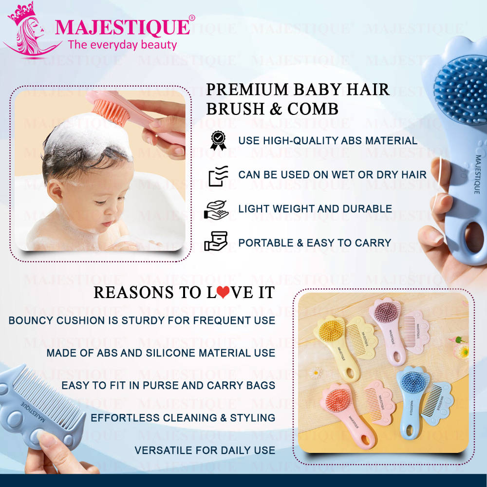 Image 6 of Majestique Premium Baby Hair Brush & Comb Set