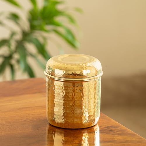 Image 1 of Roundabout Keepsake for the product ExclusiveLane Roundabout Keepsake Multi-Utility Storage Brass Jar & Container 850 ml