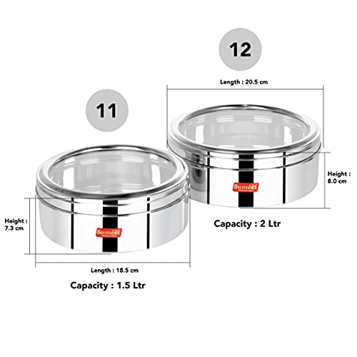 Image 6 of Sumeet Stainless Steel Flat Canisters/Puri Dabba Storage Containers Set of 2