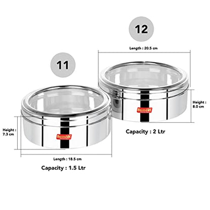 Image 6 of Sumeet Stainless Steel Flat Canisters/Puri Dabba Storage Containers Set of 2
