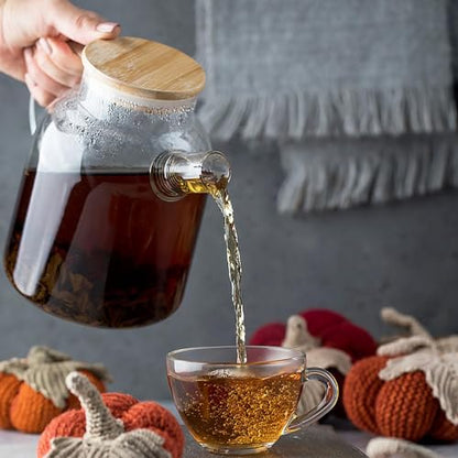 Image 7 of Jinelza Glass Teapot with Wooden Bamboo Lid 1800ML