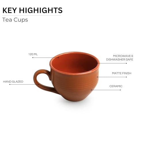 Image 5 of ExclusiveLane Terra Tones Ceramic Tea Cups Set of 6 (120 ML)