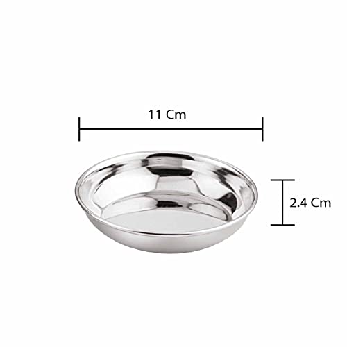 Image 4 of neelam Stainless Steel 5.5 22G Diamond Halwa Plate, 11 cm, Silver, Set of 6