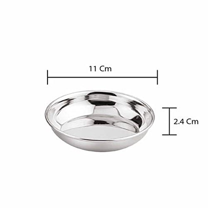 Image 4 of neelam Stainless Steel 5.5 22G Diamond Halwa Plate, 11 cm, Silver, Set of 6