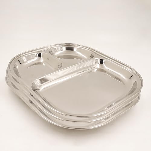 Image 3 of Pack of 3 for the product Spillbox Stainless Steel Tiffin Plate