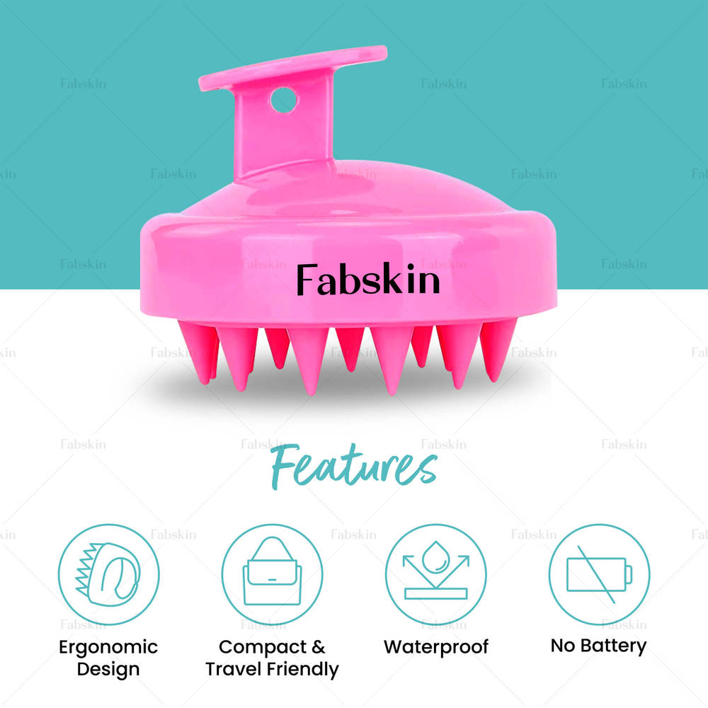 Image 3 of Fabskin Hair Scalp Massager & Shampoo Hair Brush Prevents Dandruff - Pink
