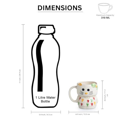 Image 7 of ExclusiveLane Kitty Charm Ceramic Coffee Mug Set of 2 310 ml