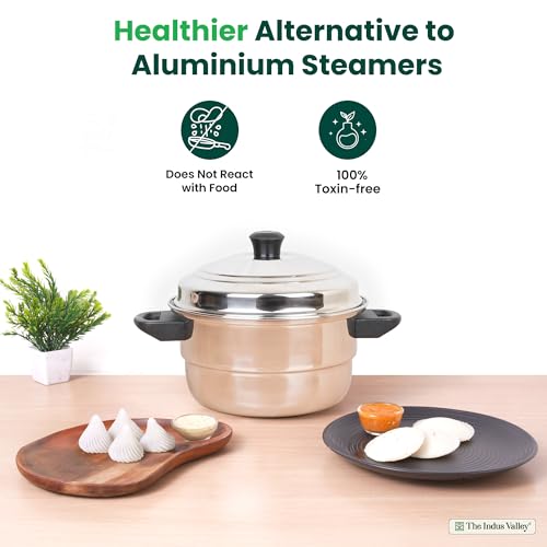 Image 5 of The Indus Valley Stainless Steel Idli Maker | Includes 3 Idli Plates  1 Mini Idli Plate | Makes 30 Idli | Perfect for Idli, Momos & Idiyappam | Induction and Gas Compatible
