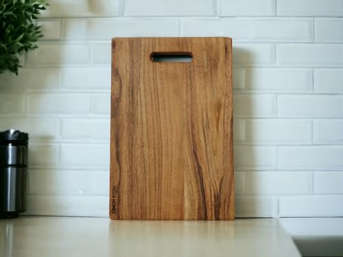 Image 6 of Vesta Homes Wooden Chopping Board, Cutting Board, Serving Tray for Kitchen Vegetables, Fruits & Cheese | Natural Acacia Wood |38 * 25 * 2.5 Cms | Handmade in India