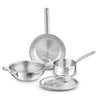Image 1 of Default Title for the product BERGNER TriPro 4 Pcs Tri-Ply Stainless Steel Induction Bottom Cookware Set - 22cm (2L) Kadai and 22cm (1L) Frypan with Common Stainless Steel Lid, 14cm (1L) Teapan
