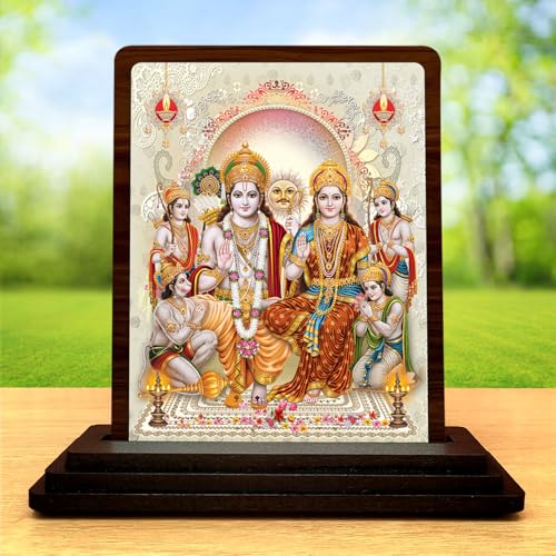 Image 2 of Ram Darbar Small Wooden Idol 4x5 Inch Elegant Bhakti HD Printed Home Decor