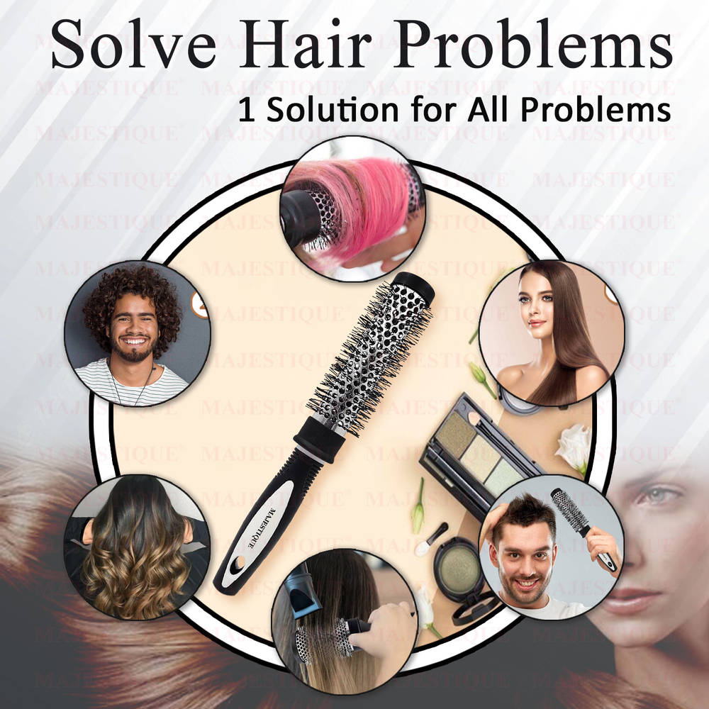 Image 7 of Majestique Blow Dry Hair Roller Brush Large Ceramic Ion Brush Drying Straightening Curling