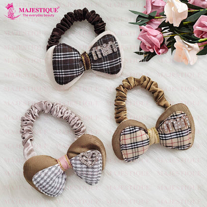 Image 5 of Majestique Burberry Print Hair Bow Ponytail Rubber Band