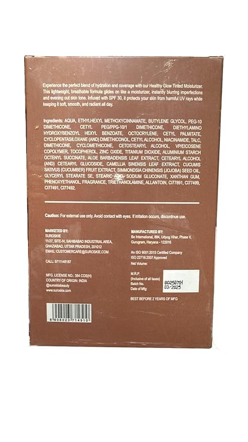 Image 2 of Suroskie My Glow Tinted Moisturizer, 60ml, Medium Shade, SPF 30, With Niacinamide and Natural Extracts