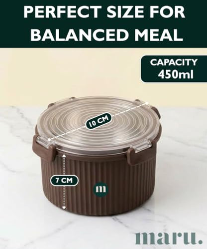 Image 2 of MARU Steel Tiffin Lunch Box Set of 2, 450ml Each