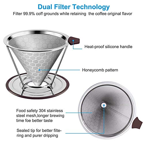 Image 6 of HASTHIP Pour Over Coffee Dripper 800 Mesh Stainless Steel Handle V60