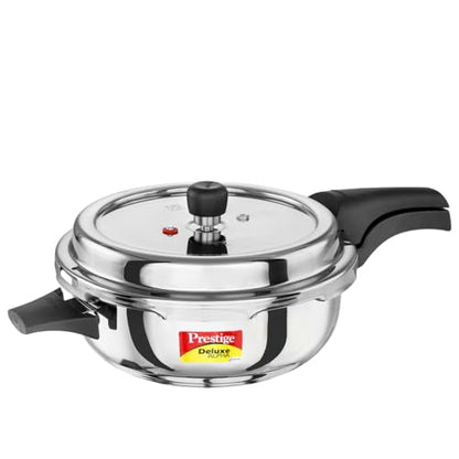 Image 1 of Default Title for the product Prestige Stainless Steel Deluxe Alpha Svachh Outer Lid Senior Pressure Pan Cooker 4 Litre