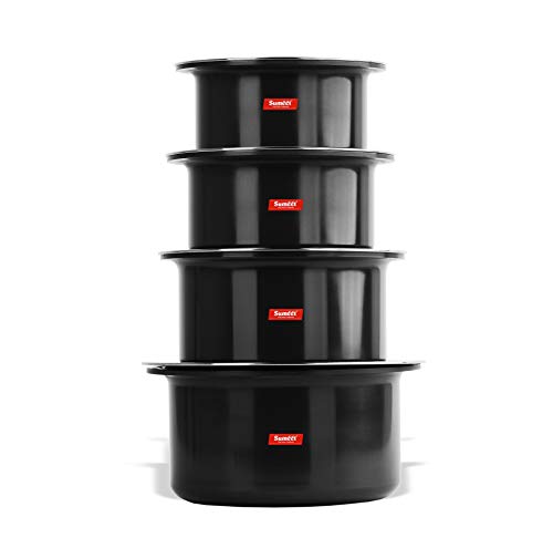 Image 6 of Set of 4 Pc (3.50LTR, 4.250 LTR, 5 LTR, 6 LTR) for the product Sumeet 3mm Thick Hard Anodized Large Aluminium Tope Set with S. S. Lid