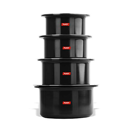 Image 6 of Set of 4 Pc (3.50LTR, 4.250 LTR, 5 LTR, 6 LTR) for the product Sumeet 3mm Thick Hard Anodized Large Aluminium Tope Set with S. S. Lid