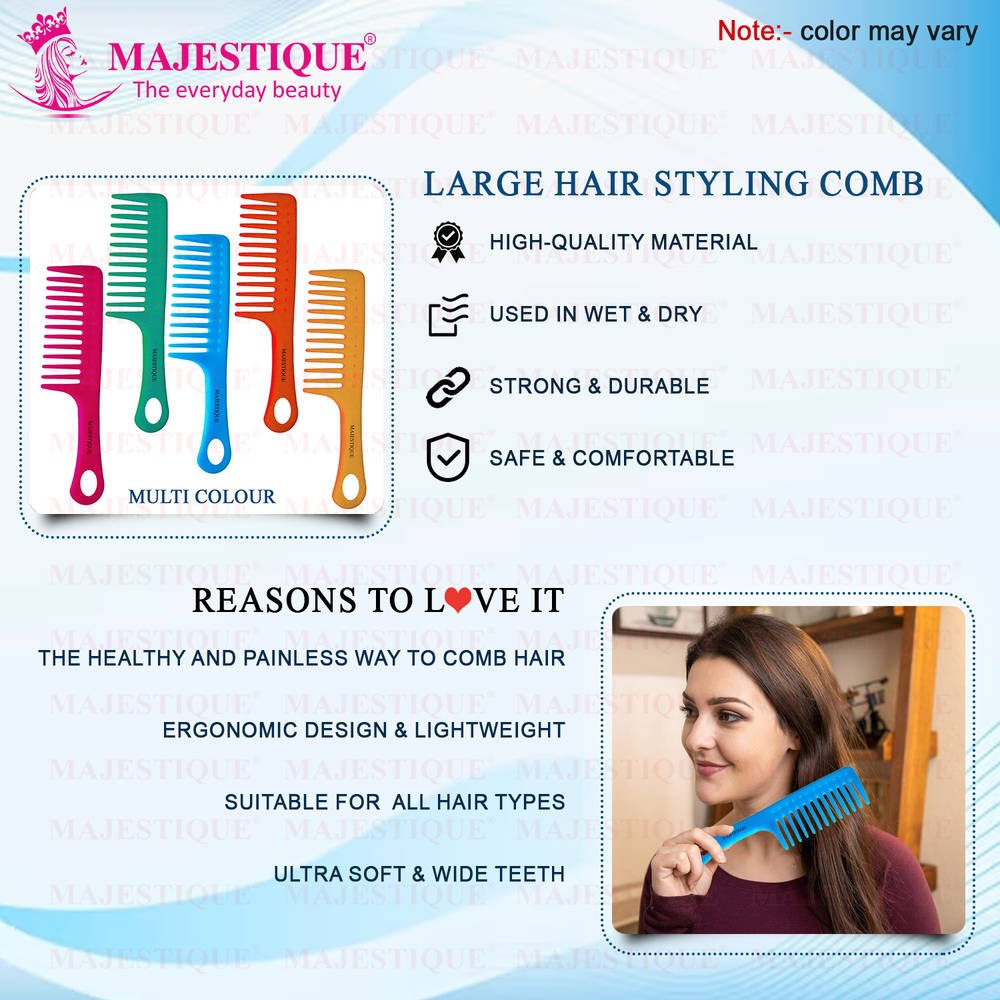 Image 6 of Majestique Handle Wide Tooth Comb for Curly Hair, Long Hair