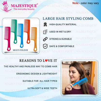 Image 6 of Majestique Handle Wide Tooth Comb for Curly Hair, Long Hair