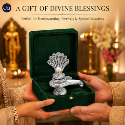 Image 3 of Dev Aastha 999 Silver Plated Shivling with Vasuki Idol for home puja - 5 Inch