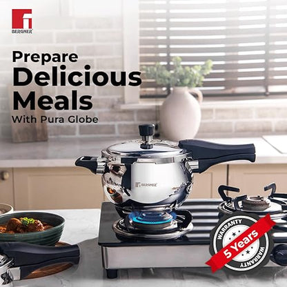 Image 2 of Bergner Pura Stainless Steel Pressure Cooker with Outer Lid