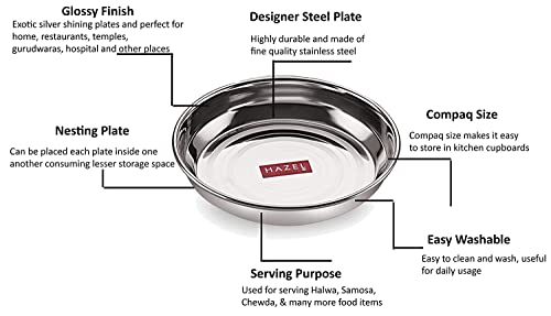 Image 4 of HAZEL Steel Multipurpose Snacks Serving Plate Set 300 ML Set of 6