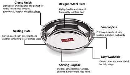Image 4 of HAZEL Steel Multipurpose Snacks Serving Plate Set 300 ML Set of 6