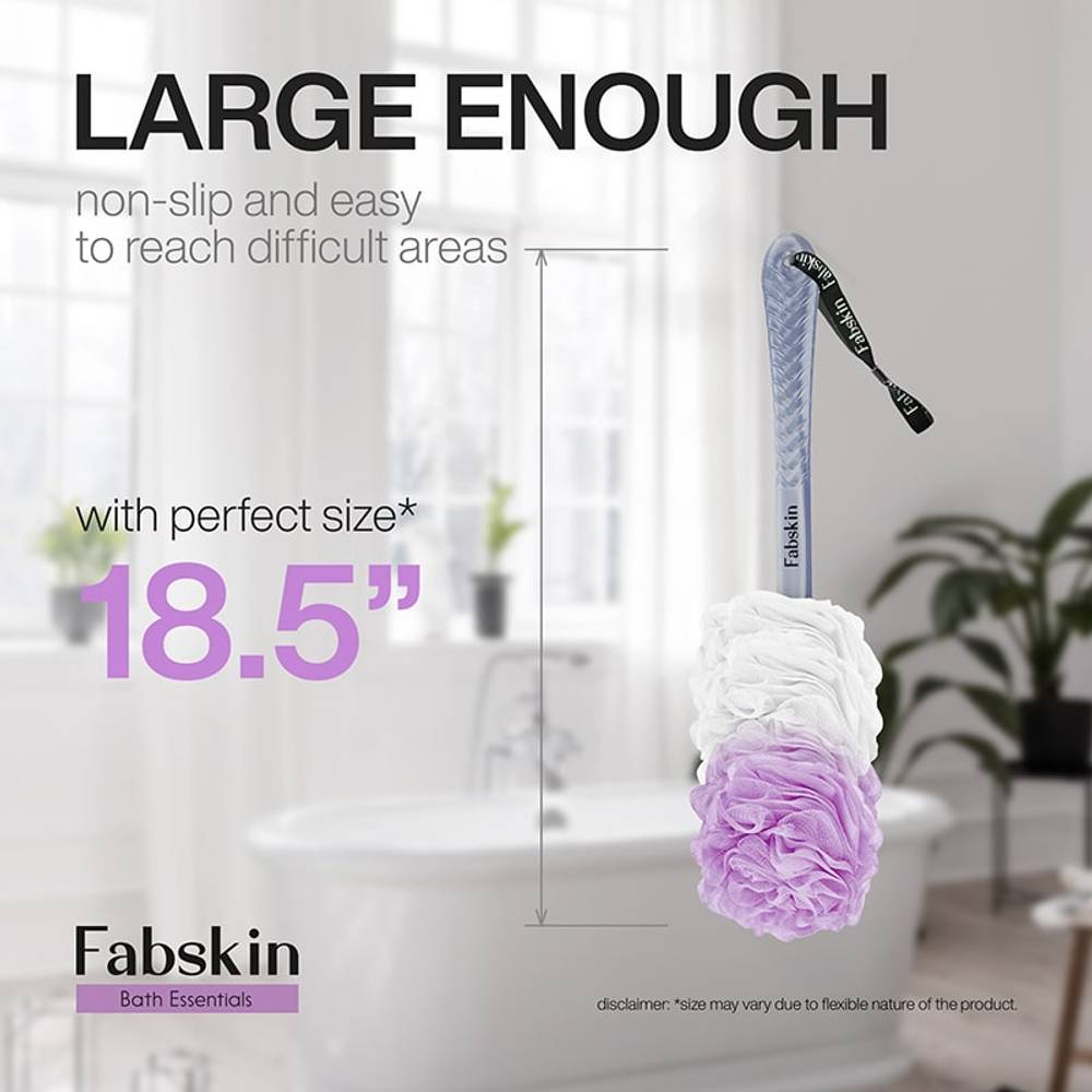 Image 5 of Fabskin Bath Brush Loofah For Men & Women With Long Plastic Handle Purple & White