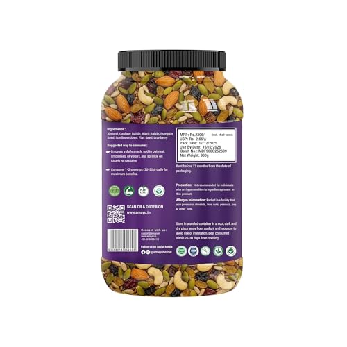 Image 8 of AMAYU Premium Mixed Dry Fruits Superfood Trail Mix 900gm