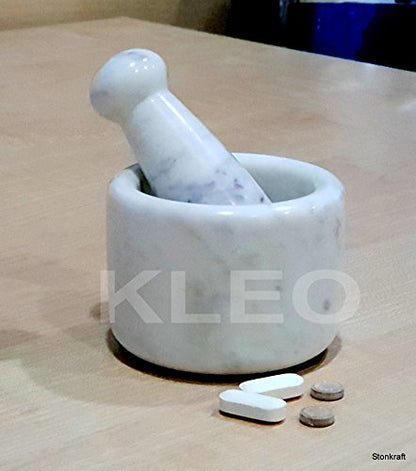Image 7 of KLEO White Marble Stone Mortar and Pestle Set 2.75" Diameter