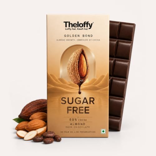 Image 1 of Default Title for the product THELOFFY Sugar Free Almond 55% Cocoa Dark Chocolate - 100 g