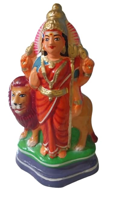 Image 1 of Default Title for the product Durga MATA Idol Statue with Lion H 23cm bommala koluvu bommalu Set bommalu for bommala koluvu golu Dolls golu Dolls for navaratri Set