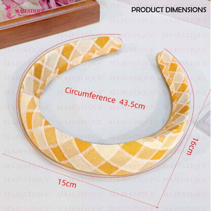 Image 2 of Majestique Padded Check Printed Wide Headbands Vintage Hair Accessories - 1Pc