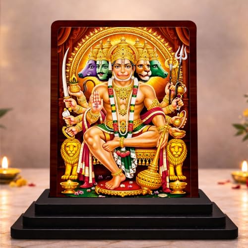 Image 1 of Default Title for the product HD Printed Hanuman Wooden Idol 4x5 Inch Timeless Prayer Spiritual Showpiece