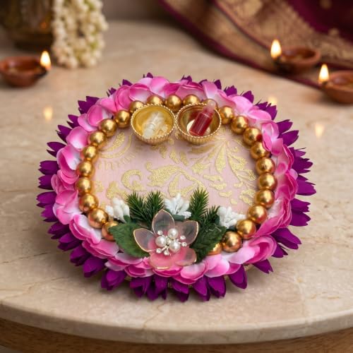 Image 5 of Pink & Purple for the product JH Gallery Pooja Thali Set