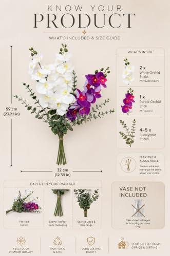 Image 3 of Divyakosh Artificial Flower Bunch with Vase, Orchid Flower Stick Arrangement Luxury Home Decor Bouquet with Vase