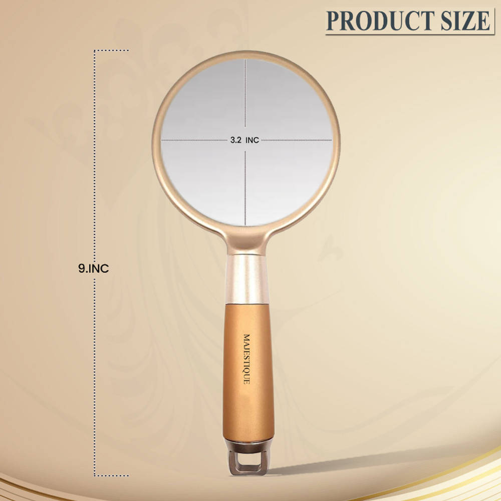 Image 2 of Majestique Handle Mirror for Makeup - Gold Finesse 8 Inch for Travel for Men and Women