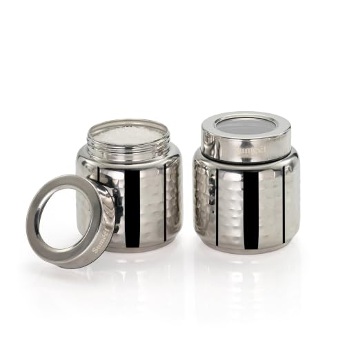 Image 3 of 700ml / 2Pc for the product Sumeet Stainless Steel Hammered Canister Container for Kitchen Storage