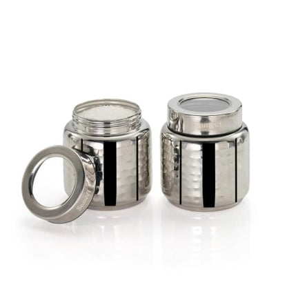 Image 3 of 700ml / 2Pc for the product Sumeet Stainless Steel Hammered Canister Container for Kitchen Storage