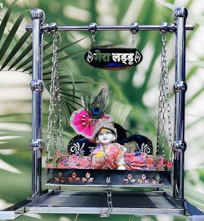 Image 5 of PJ-001/ 5 & 6 for the product Partish Jhula for Laddu Gopal- Steel Swing for Kanha Ji