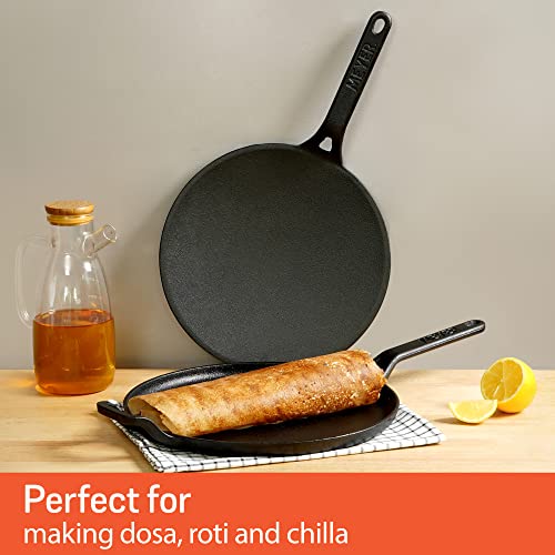 Image 4 of Meyer Pre-Seasoned Cast Iron Cookware Set - 28cm Flat Dosa Tawa + 26cm Roti Tawa