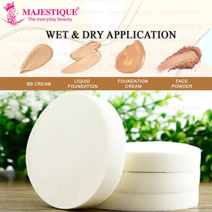Image 3 of Majestique Large Round Powder Puffs With Cosmetic Sticks, Washable Large Face Body - Color May Vary