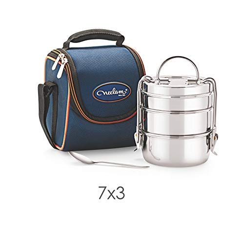 Image 2 of neelam Stainless Steel Lunch Box/Tiffin, 3-Tier, 1100 ml