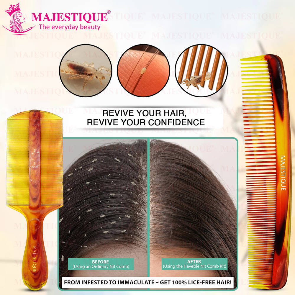 Image 4 of Majestique Hair Grooming & Lice Comb Set - Multicolour