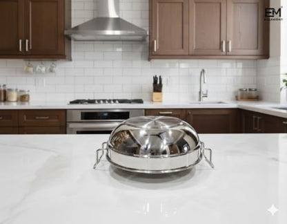 Image 7 of EVERMONT Stainless Steel Multi-Purpose Idli Maker & Steamer for Kitchen | 7 Plates (2 Idli, 2 Mini Idli, 2 Dhokla, 1 Steamer) | Induction & Gas Compatible Multi Kadai | Steamer for Momos, Modak & Vegetables | Heavy Bottom SS 304