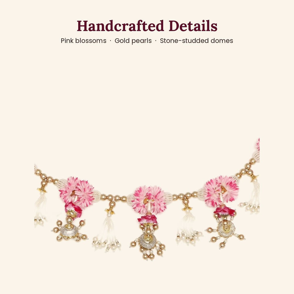 Image 5 of Renu's Creation Pink Blossom Pearl Swag Toran