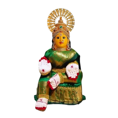 Image 1 of 10 Inch for the product Ammavari Idol Varalakshmi Idol Full Set with Face - Green